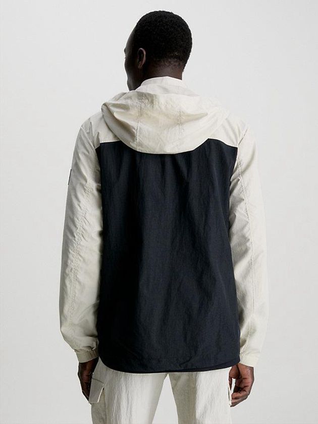 Beige Calvin Klein Recycled Nylon Hooded Men Jacket | LWYK-12945