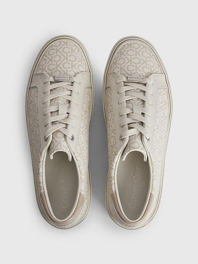 Beige Calvin Klein Recycled Platform Logo Women Sneakers | WYFS-65724