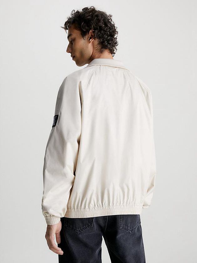 Beige Calvin Klein Recycled Polyester Zip Up Men Jacket | GMNE-61520