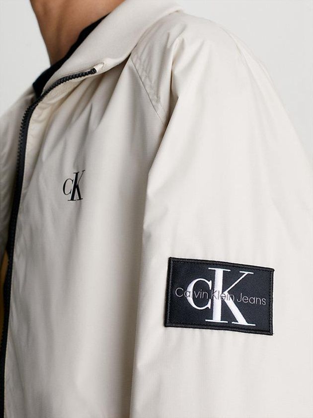 Beige Calvin Klein Recycled Polyester Zip Up Men Jacket | GMNE-61520