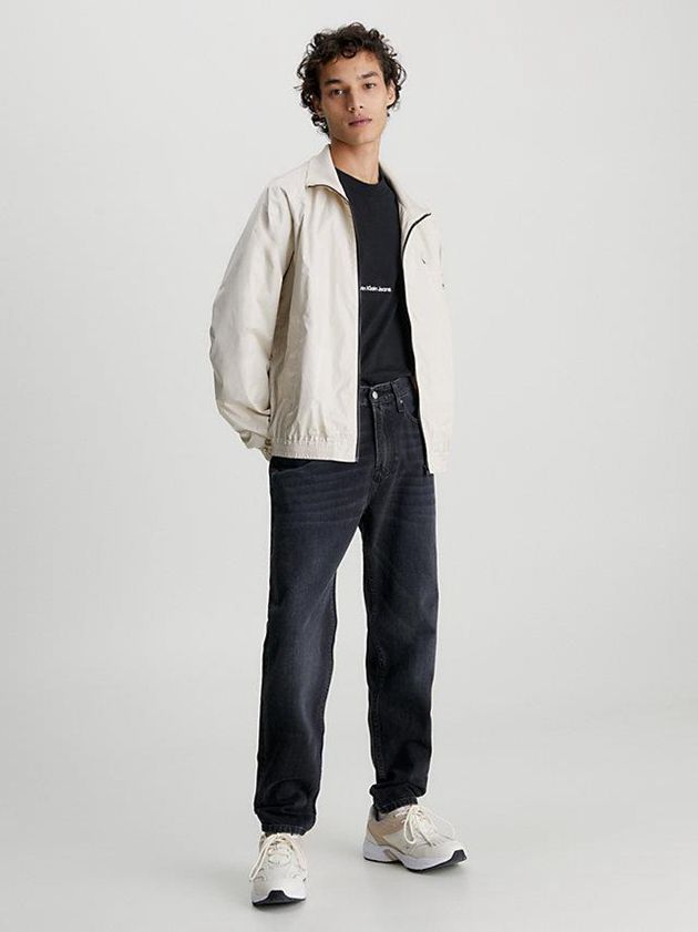 Beige Calvin Klein Recycled Polyester Zip Up Men Jacket | GMNE-61520