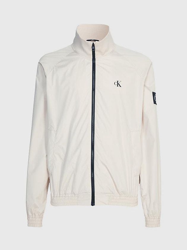 Beige Calvin Klein Recycled Polyester Zip Up Men Jacket | GMNE-61520