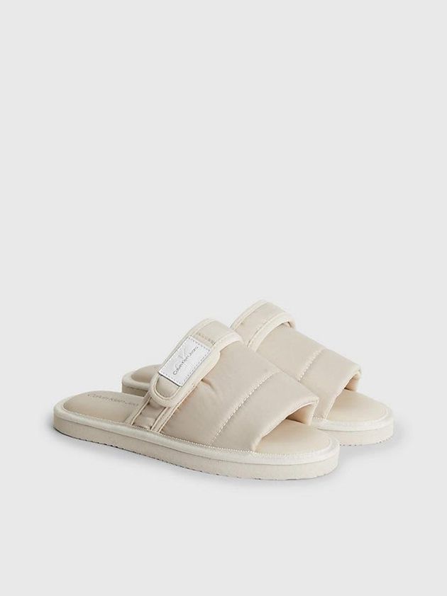 Beige Calvin Klein Recycled Puffer Women Slippers | MILF-18470