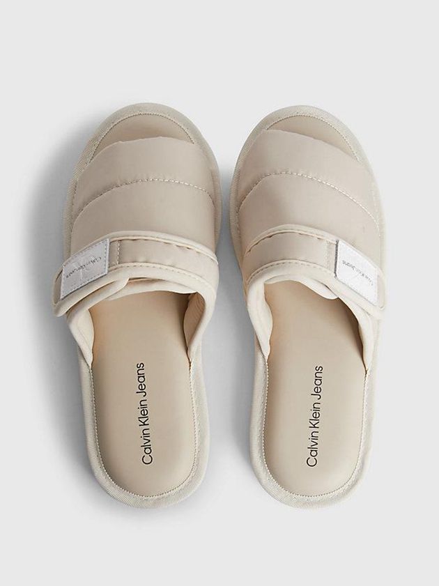 Beige Calvin Klein Recycled Puffer Women Slippers | MILF-18470