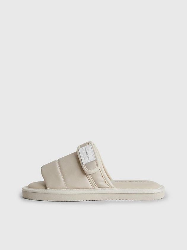 Beige Calvin Klein Recycled Puffer Women Slippers | MILF-18470