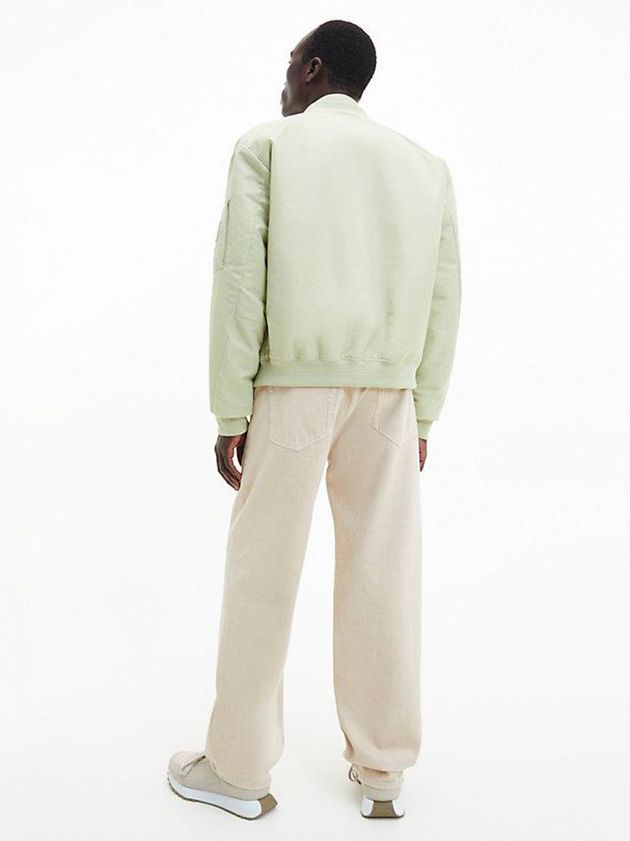 Beige Calvin Klein Recycled Sateen Bomber Men Jacket | ZNUT-28109