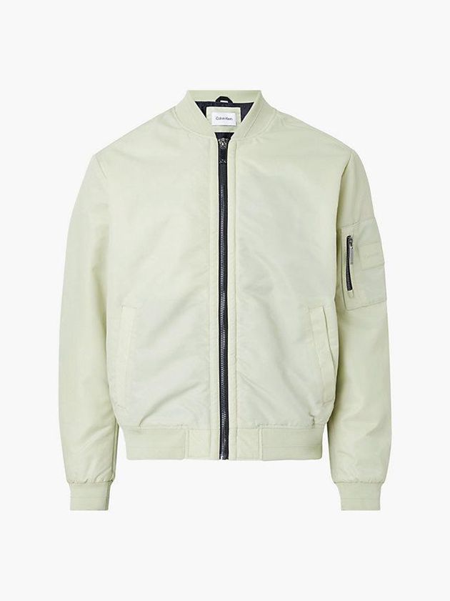Beige Calvin Klein Recycled Sateen Bomber Men Jacket | ZNUT-28109