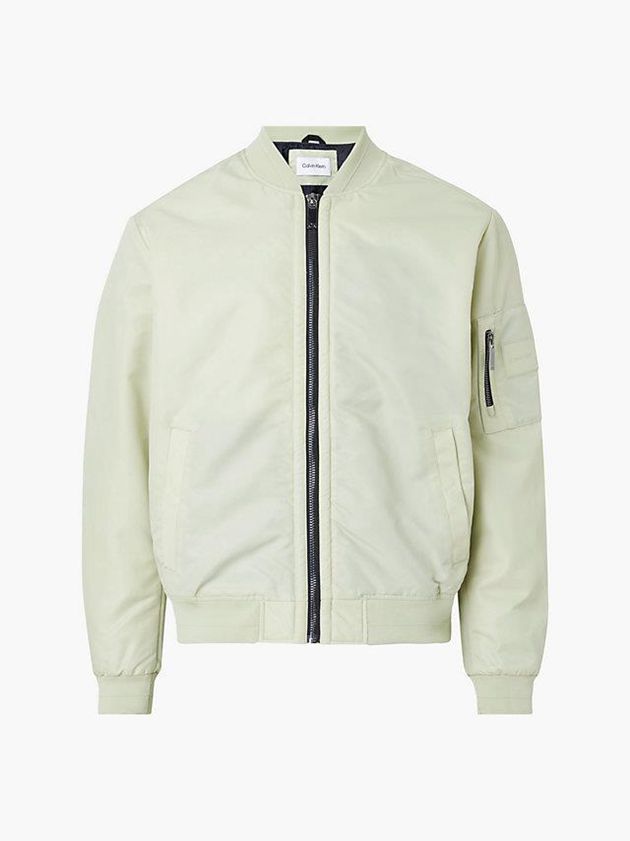 Beige Calvin Klein Recycled Sateen Bomber Men Jacket | ZNUT-28109