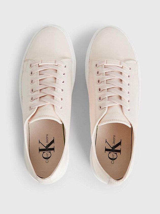 Beige Calvin Klein Recycled Satin Platform Women Sneakers | VWDO-51207