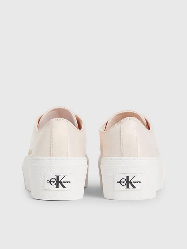 Beige Calvin Klein Recycled Satin Platform Women Sneakers | VWDO-51207