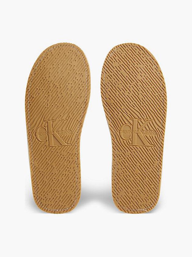 Beige Calvin Klein Recycled Twill Men Slippers | WZLK-93280