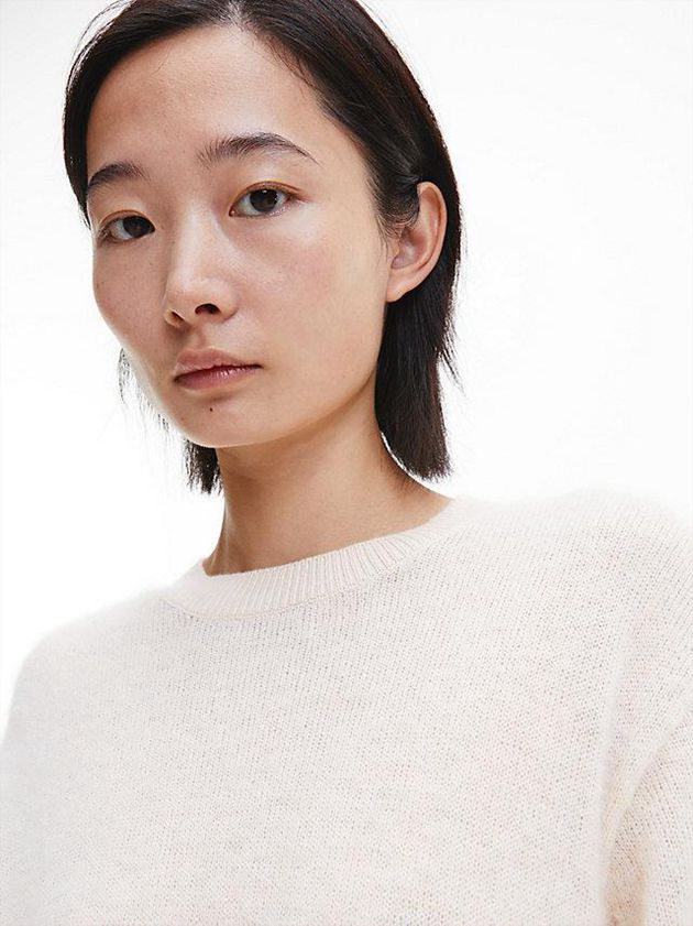 Beige Calvin Klein Relaxed Alpaca Jumper Women Sweater | NFXO-60185