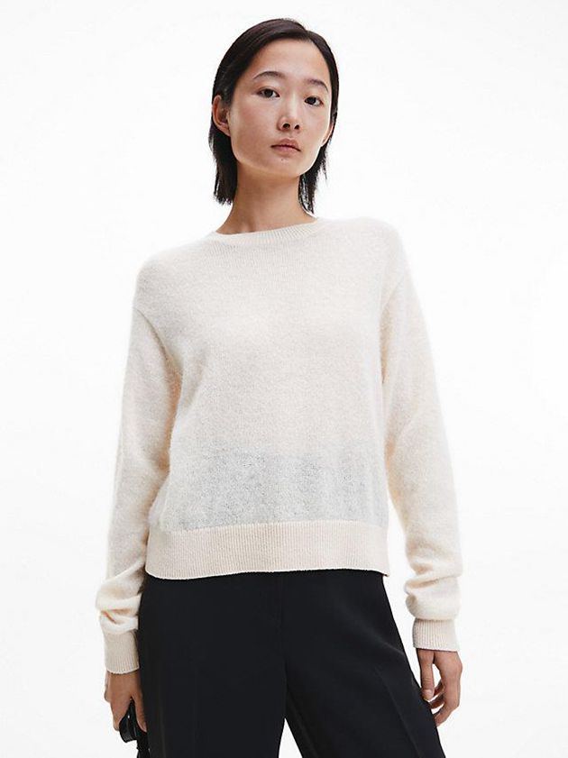 Beige Calvin Klein Relaxed Alpaca Jumper Women Sweater | NFXO-60185