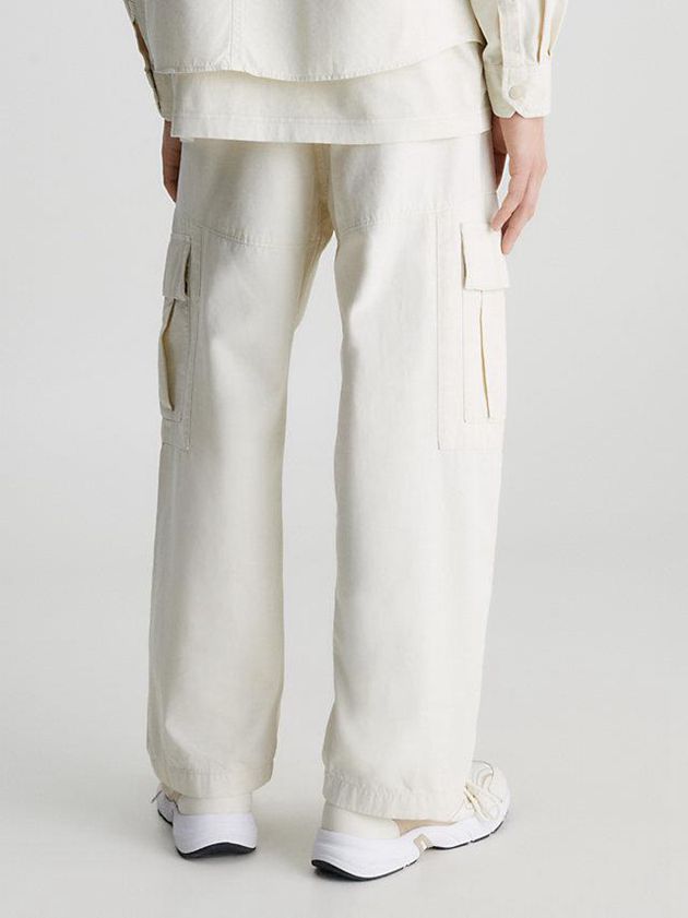 Beige Calvin Klein Relaxed Cotton Twill Cargo Men Pants | TXKI-26480