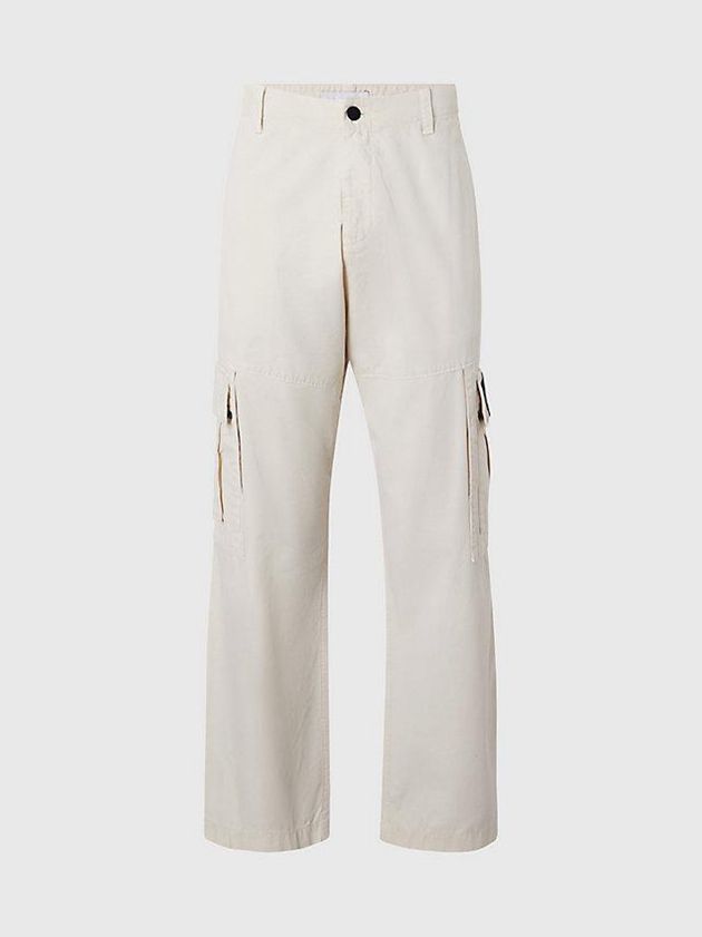 Beige Calvin Klein Relaxed Cotton Twill Cargo Men Pants | TXKI-26480