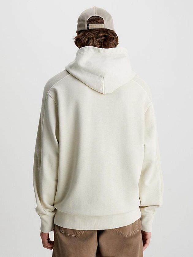 Beige Calvin Klein Relaxed Monogram Men Hoodie | EGPO-24560