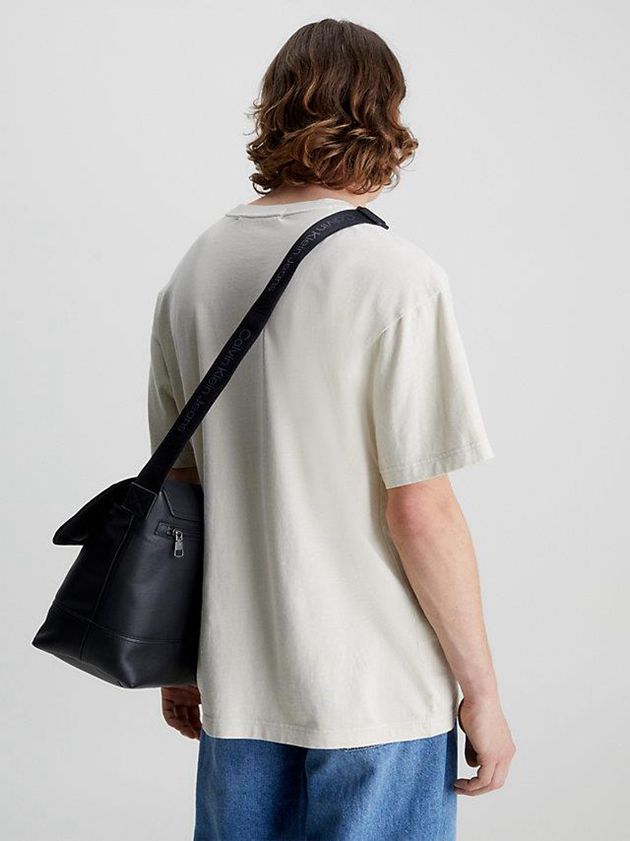 Beige Calvin Klein Relaxed Monogram Men T-Shirt | VKIH-25693