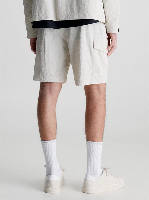 Beige Calvin Klein Relaxed Nylon Cargo Men Shorts | KYIM-12689