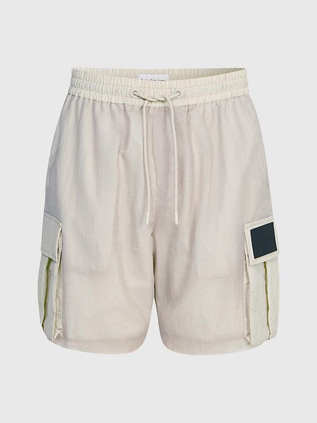 Beige Calvin Klein Relaxed Nylon Mesh Cargo Men Shorts | AHDY-70523