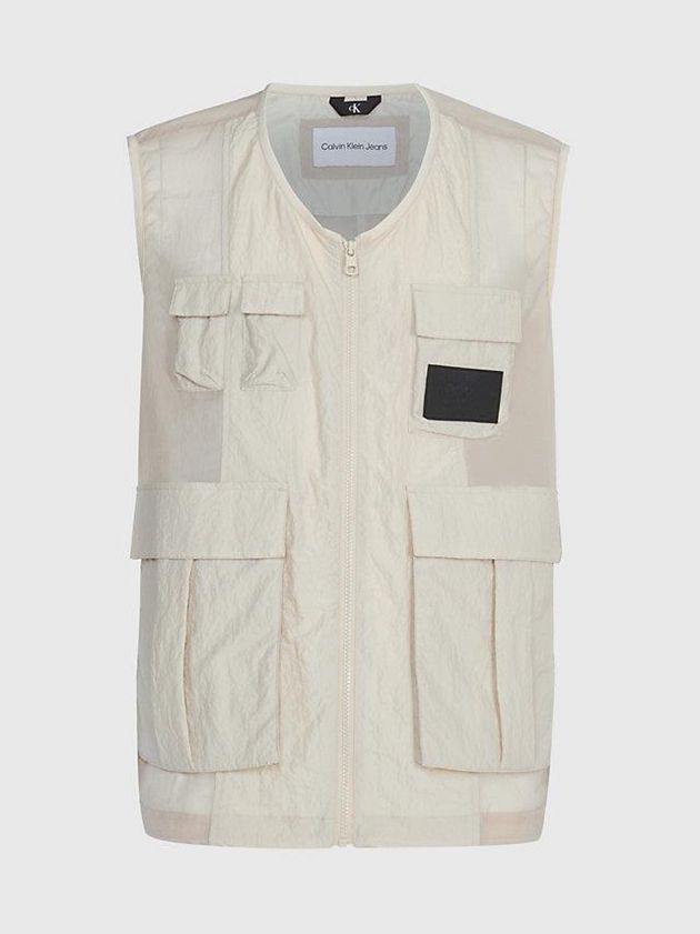 Beige Calvin Klein Relaxed Nylon Mesh Men Vest | TNMQ-64352