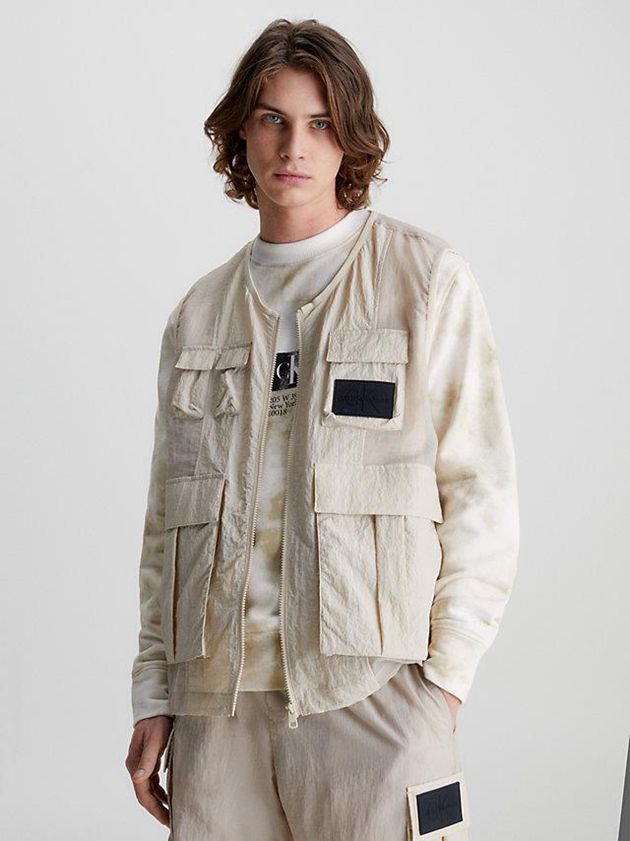 Beige Calvin Klein Relaxed Nylon Mesh Men Vest | TNMQ-64352