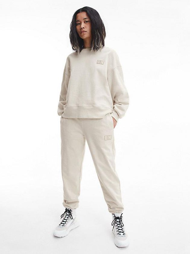 Beige Calvin Klein Relaxed Recycled Cotton Women Joggers | GSAH-64578