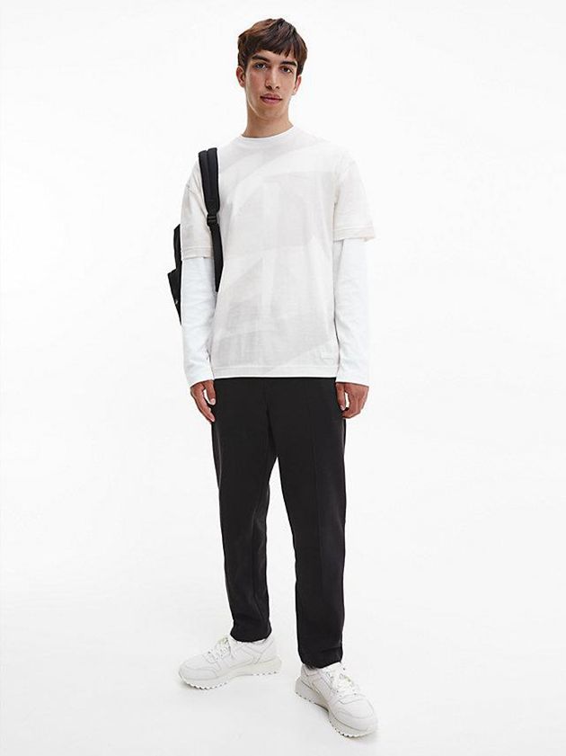 Beige Calvin Klein Relaxed Shadow Print Men T-Shirt | JKGY-14728