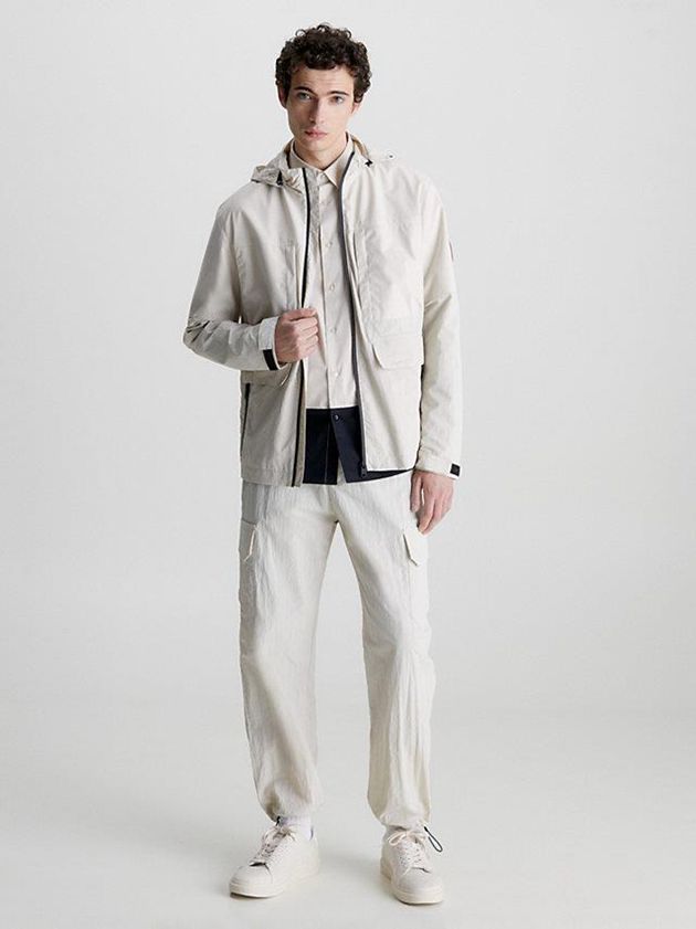 Beige Calvin Klein Relaxed Wide Leg Cargo Men Pants | VUPB-96372