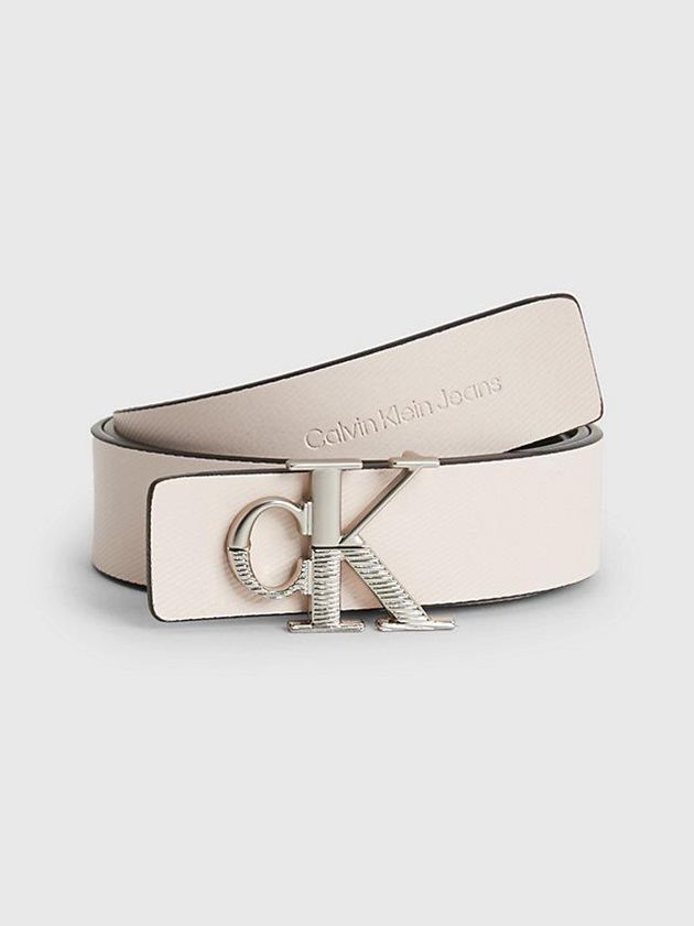 Beige Calvin Klein Reversible Leather Logo Women Belt | LPDZ-08726