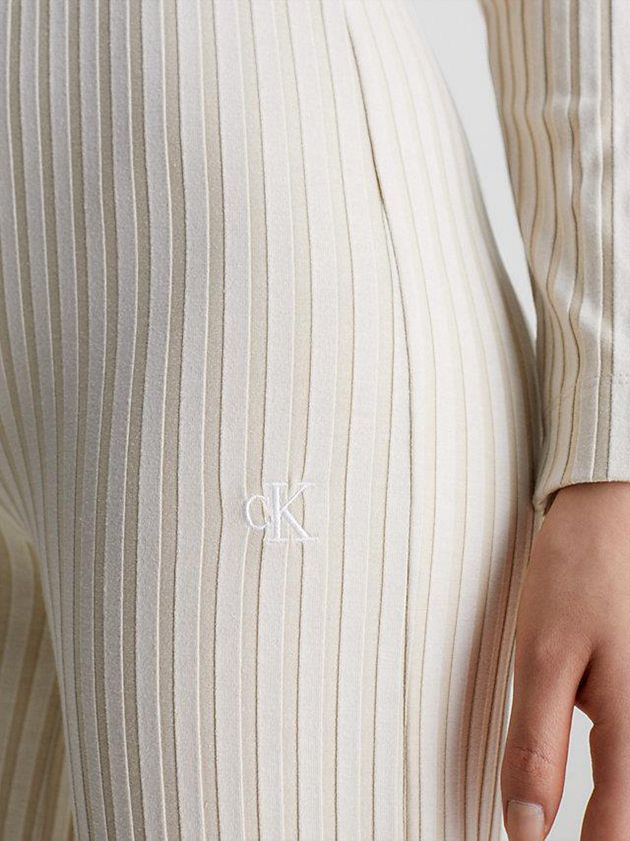 Beige Calvin Klein Ribbed Jersey Flared Women Pants | RZHI-73852