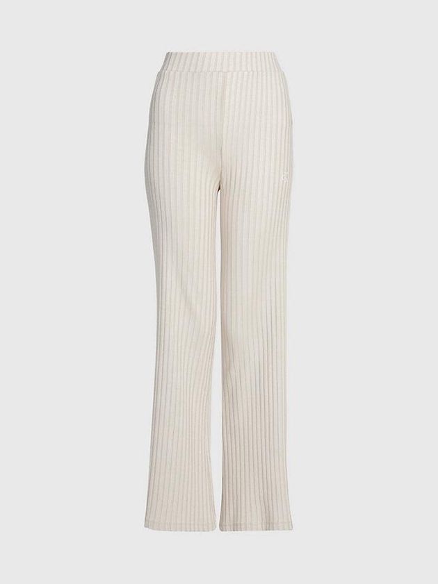 Beige Calvin Klein Ribbed Jersey Flared Women Pants | RZHI-73852