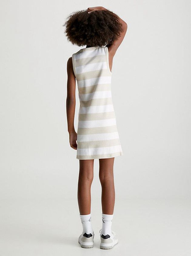 Beige Calvin Klein Ribbed Sleeveless Girls's Dress | VESL-64851