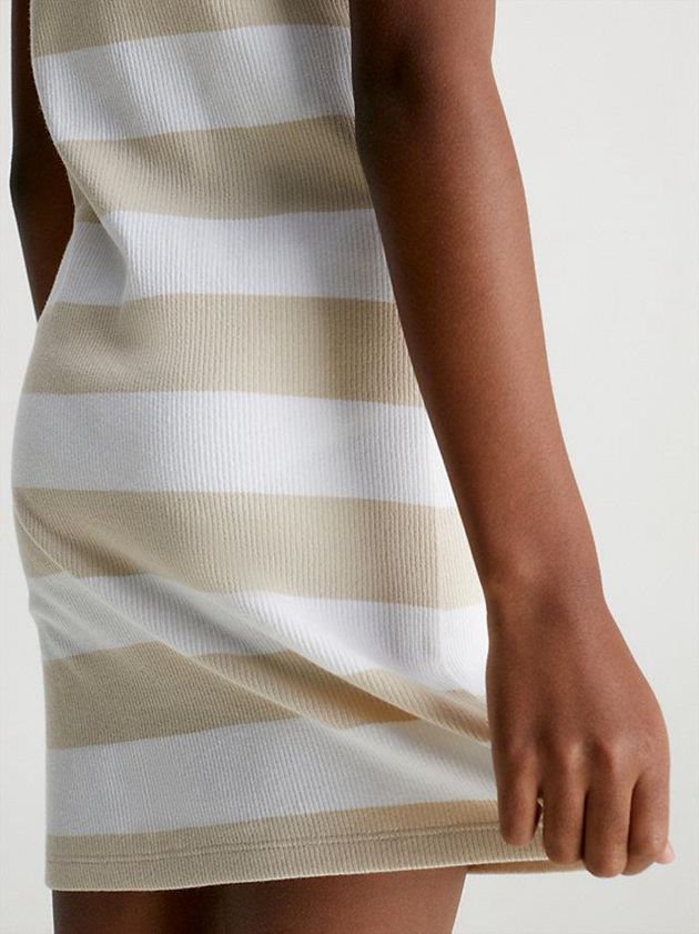 Beige Calvin Klein Ribbed Sleeveless Girls's Dress | VESL-64851