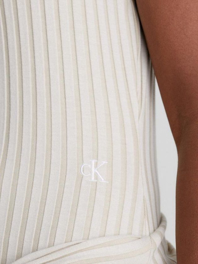 Beige Calvin Klein Ribbed Zip-Through Mini Women Dress | XZDK-96501