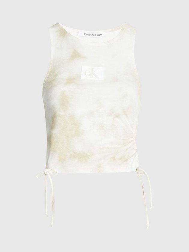 Beige Calvin Klein Ruched Tie Dye Tank Women Top | KRBZ-08463