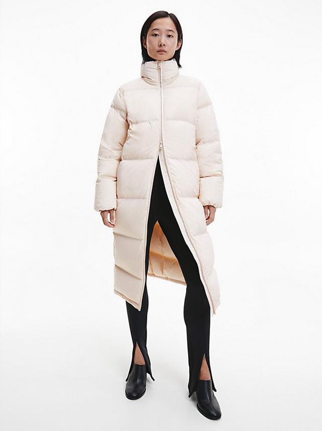 Beige Calvin Klein Seamless Down Maxi Women Coat | HIVK-20971