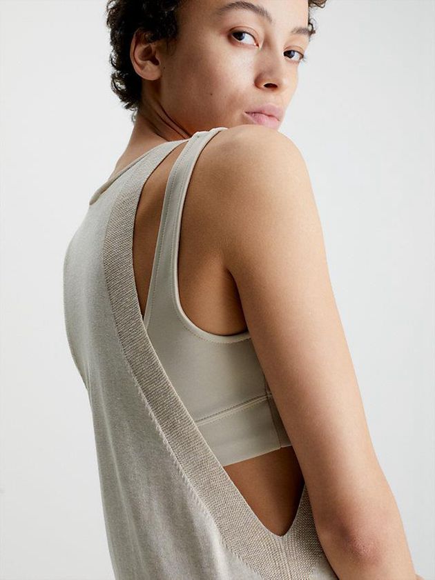Beige Calvin Klein Silk Blend Tank Women Dress | GJAB-08723