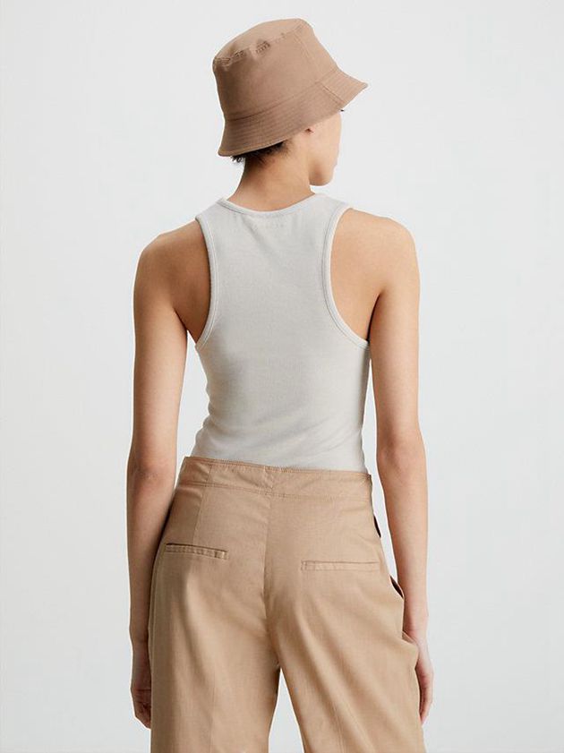 Beige Calvin Klein Skinny Ribbed Modal Tank Women Top | WHSD-56307