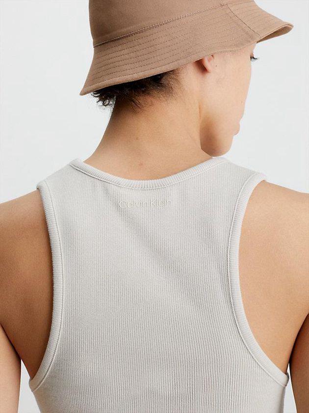 Beige Calvin Klein Skinny Ribbed Modal Tank Women Top | WHSD-56307