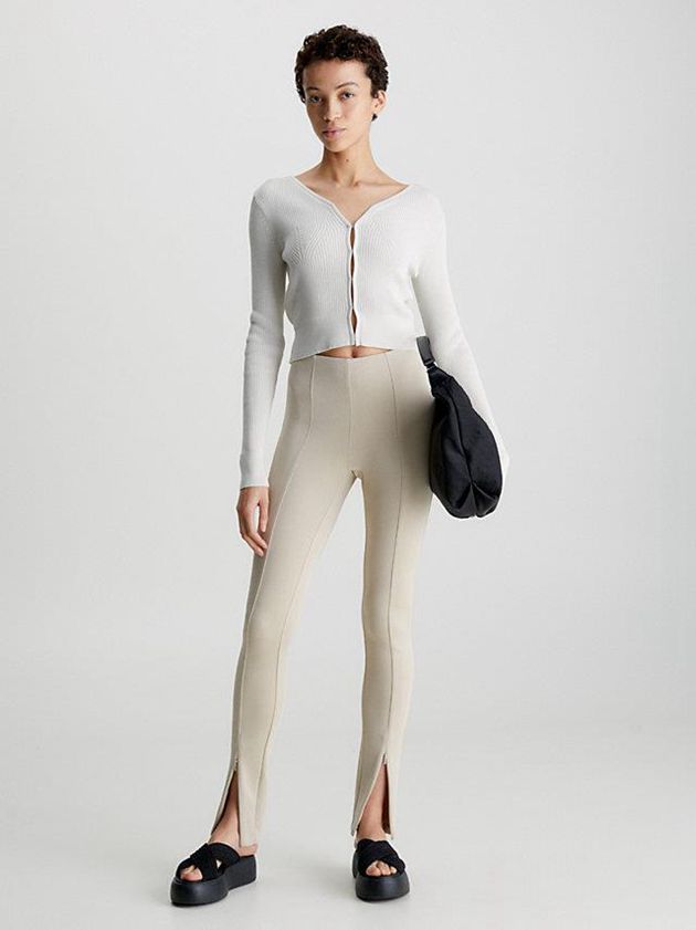 Beige Calvin Klein Skinny Technical Knit Women Leggings | KBWY-90745
