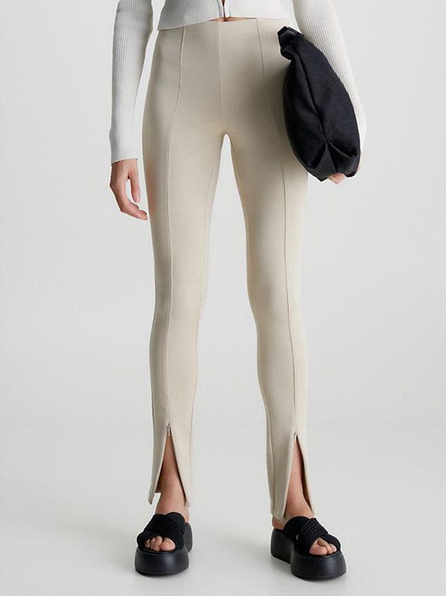 Beige Calvin Klein Skinny Technical Knit Women Leggings | KBWY-90745