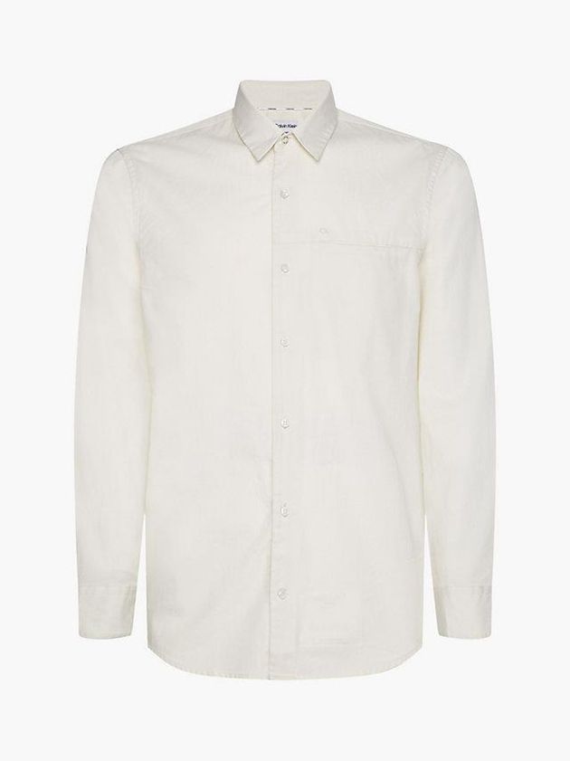 Beige Calvin Klein Slim Cotton Twill Men Shirts | CMFX-41528
