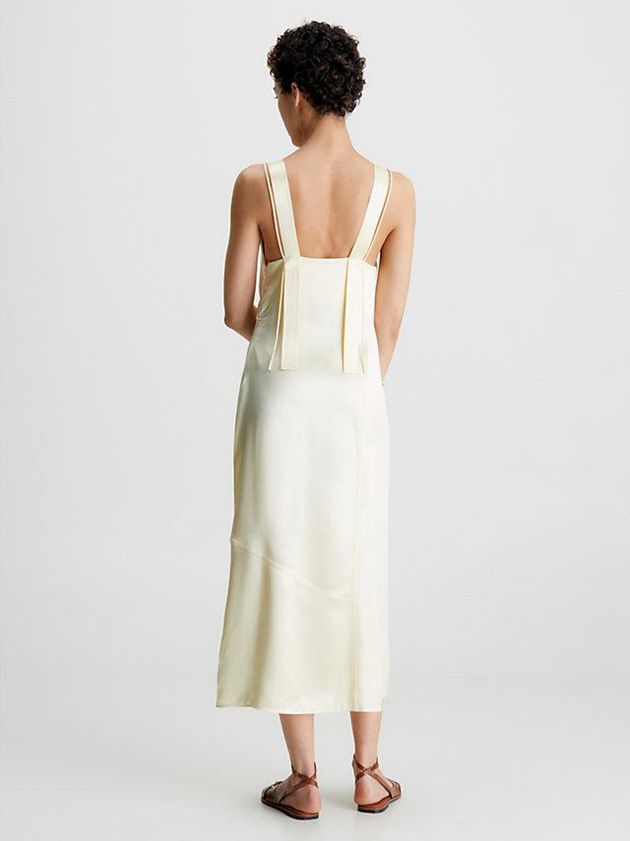 Beige Calvin Klein Slim Midi Slip Women Dress | LNJI-57360