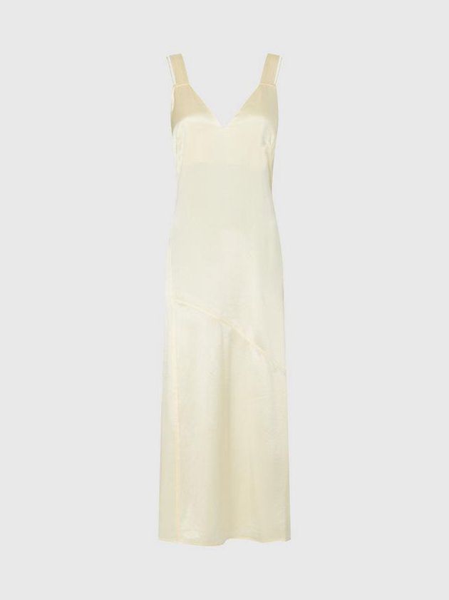 Beige Calvin Klein Slim Midi Slip Women Dress | LNJI-57360