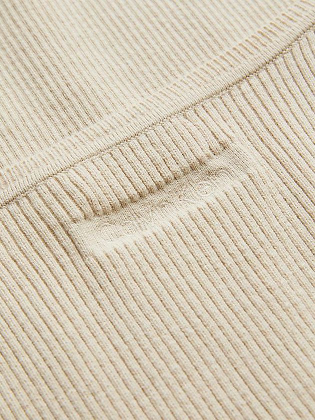 Beige Calvin Klein Slim Ribbed Jumper Women Sweater | CARS-24807