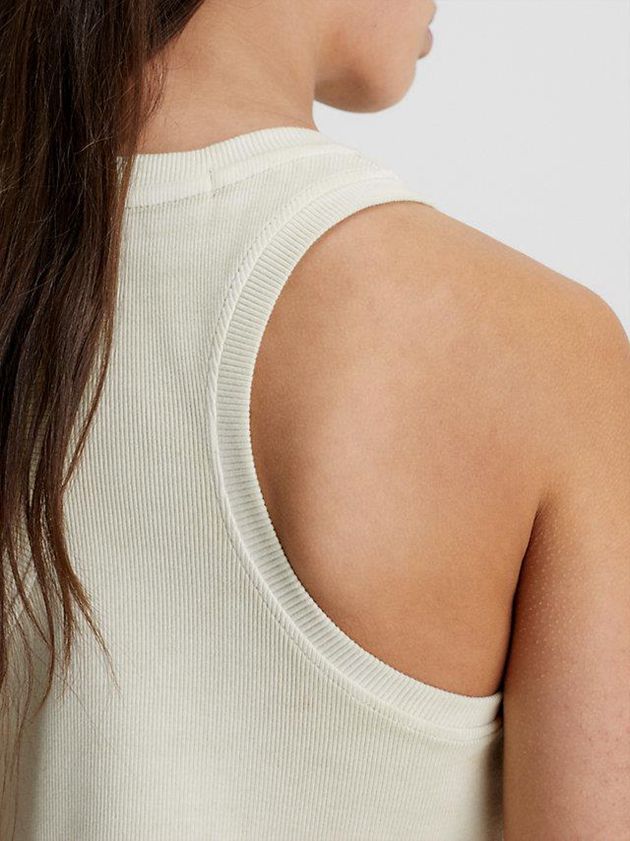 Beige Calvin Klein Slim Ribbed Monogram Tank Women Dress | TNFS-85693