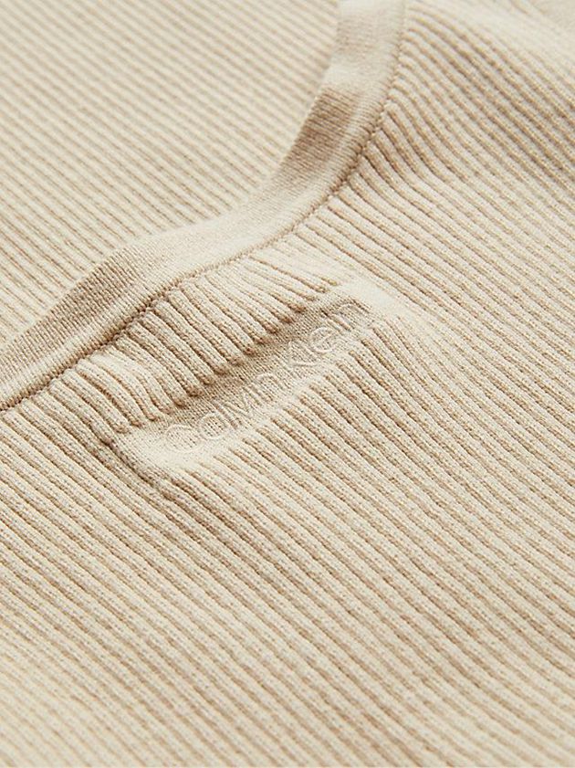 Beige Calvin Klein Slim Ribbed Tank Women Top | HRFY-41279