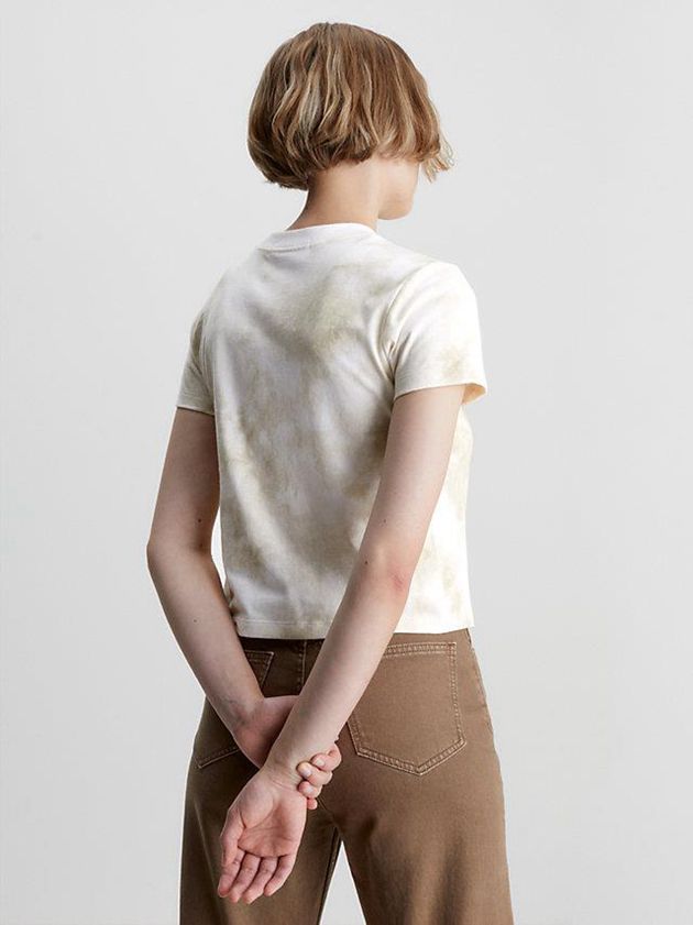 Beige Calvin Klein Slim Tie Dye Women T-Shirt | OZJF-54190