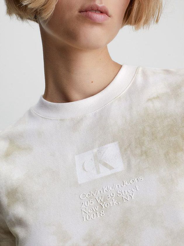 Beige Calvin Klein Slim Tie Dye Women T-Shirt | OZJF-54190