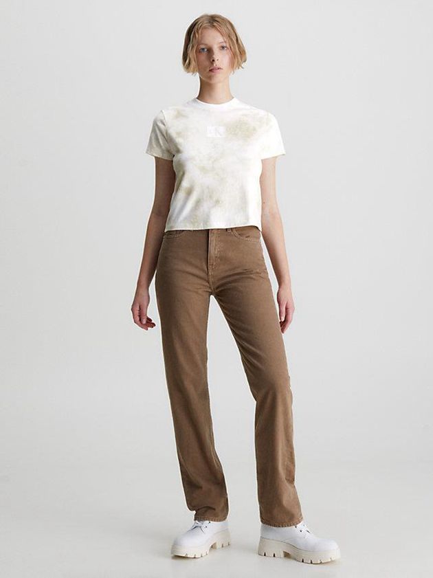 Beige Calvin Klein Slim Tie Dye Women T-Shirt | OZJF-54190